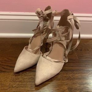 Call It Spring Nude Lace Up Stilettos. Size 8.5